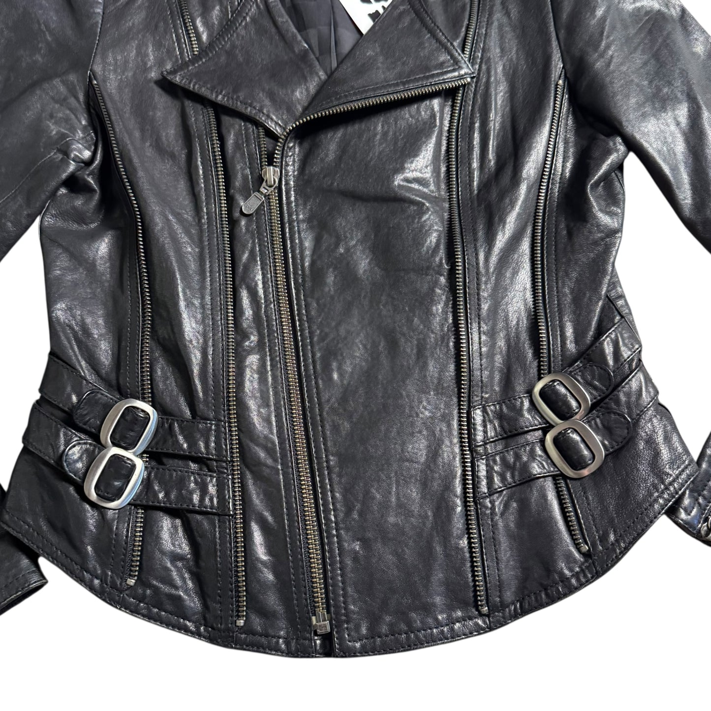 VINTAGE BLACK LEATHER JACKET - S