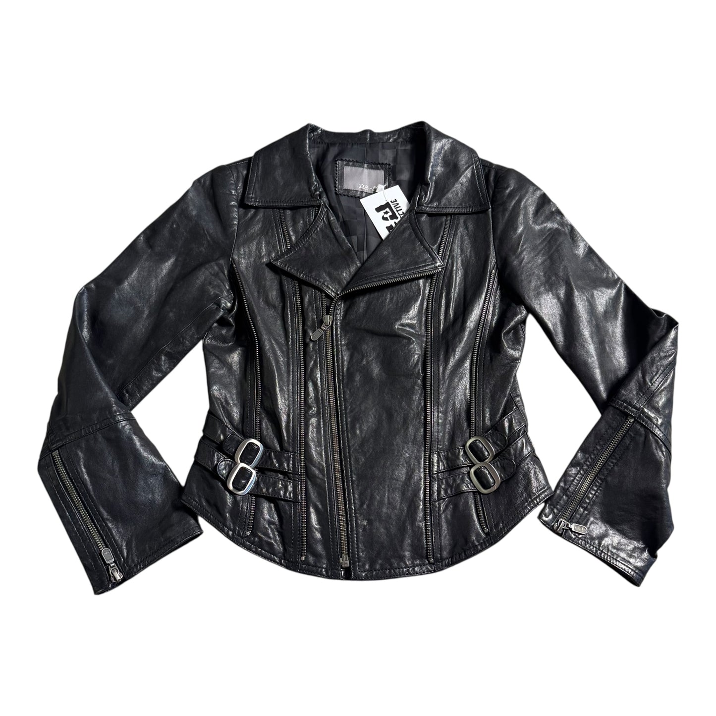 VINTAGE BLACK LEATHER JACKET - S