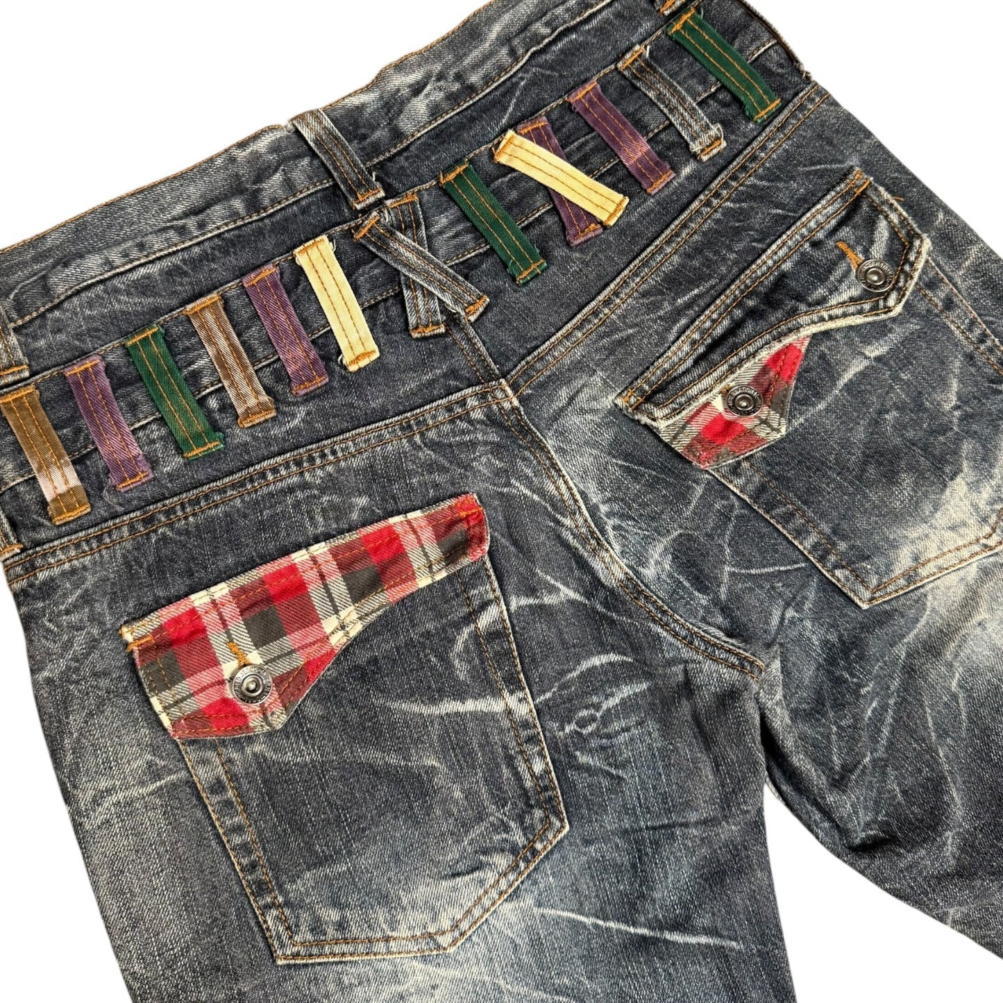 NYLAUS VINTAGE DOUBLE BELT JEANS - 32x33”