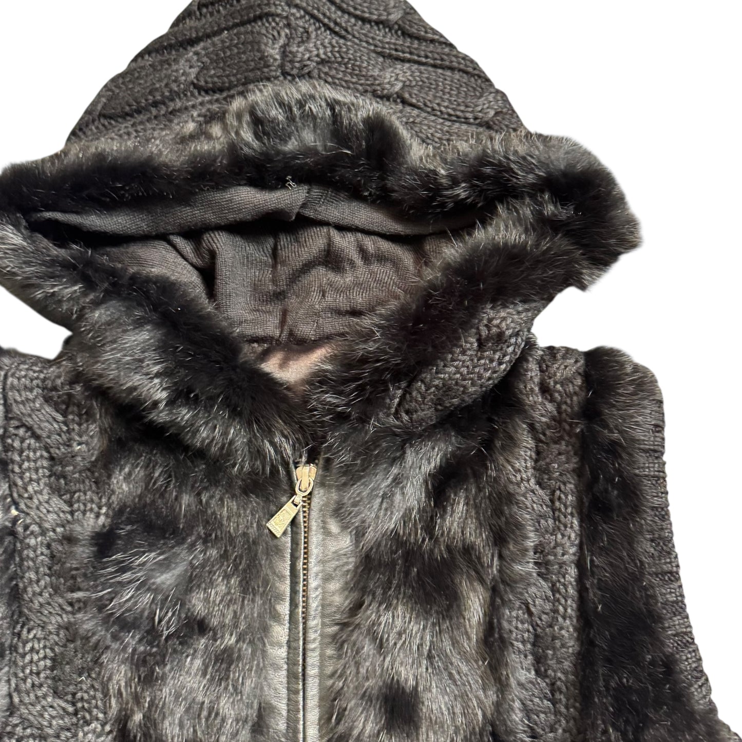 VINTAGE BLACK FUR VEST - S