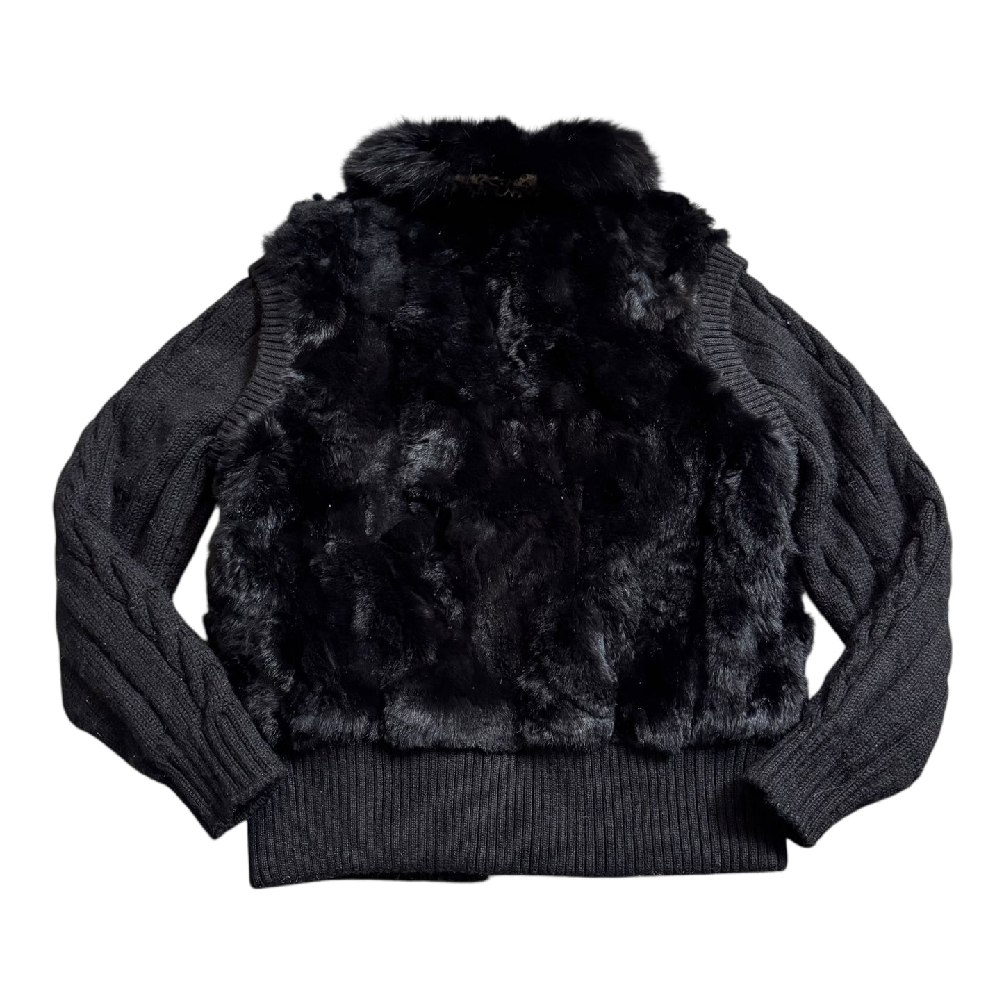VINTAGE BLACK FUR JACKET - M