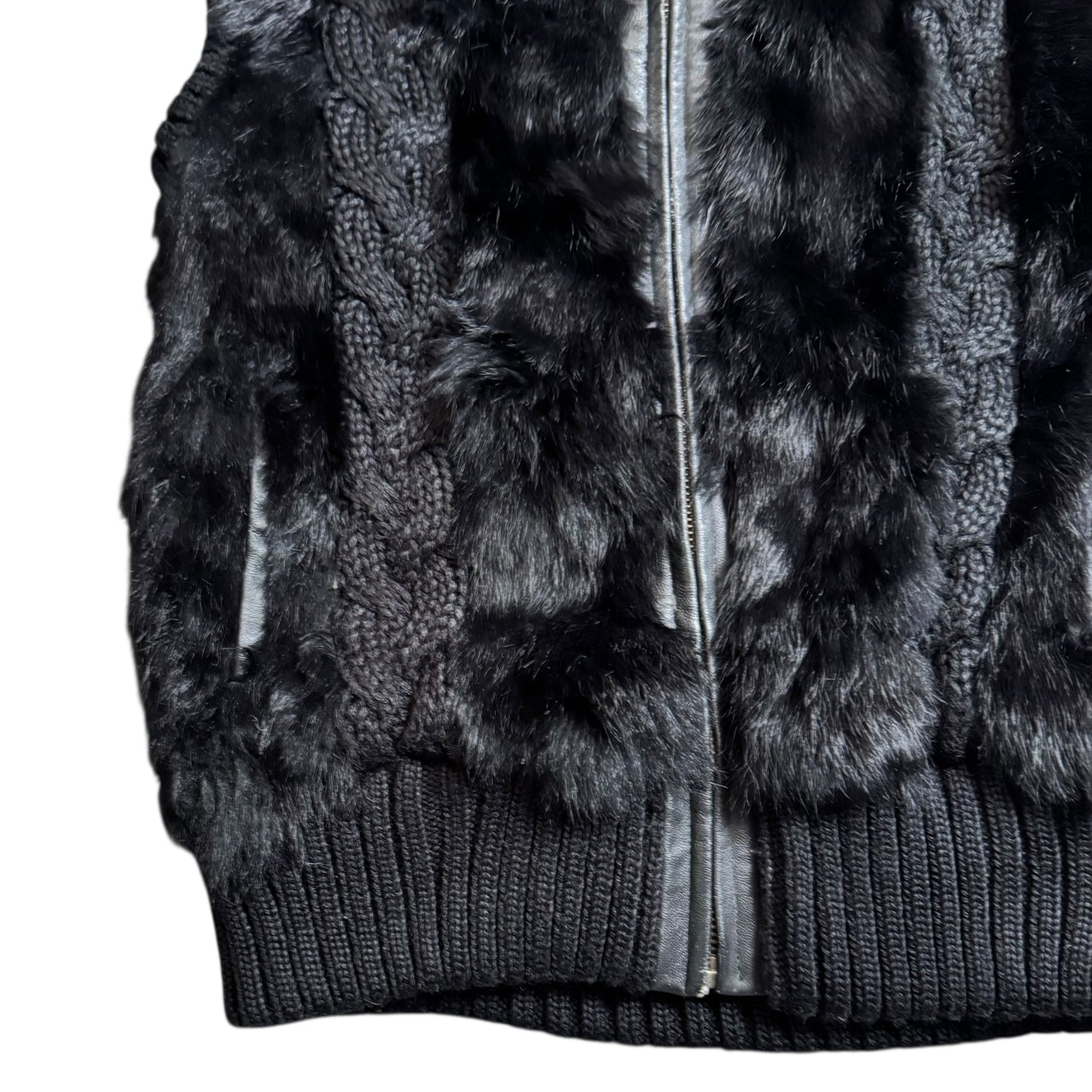 VINTAGE BLACK FUR VEST - S