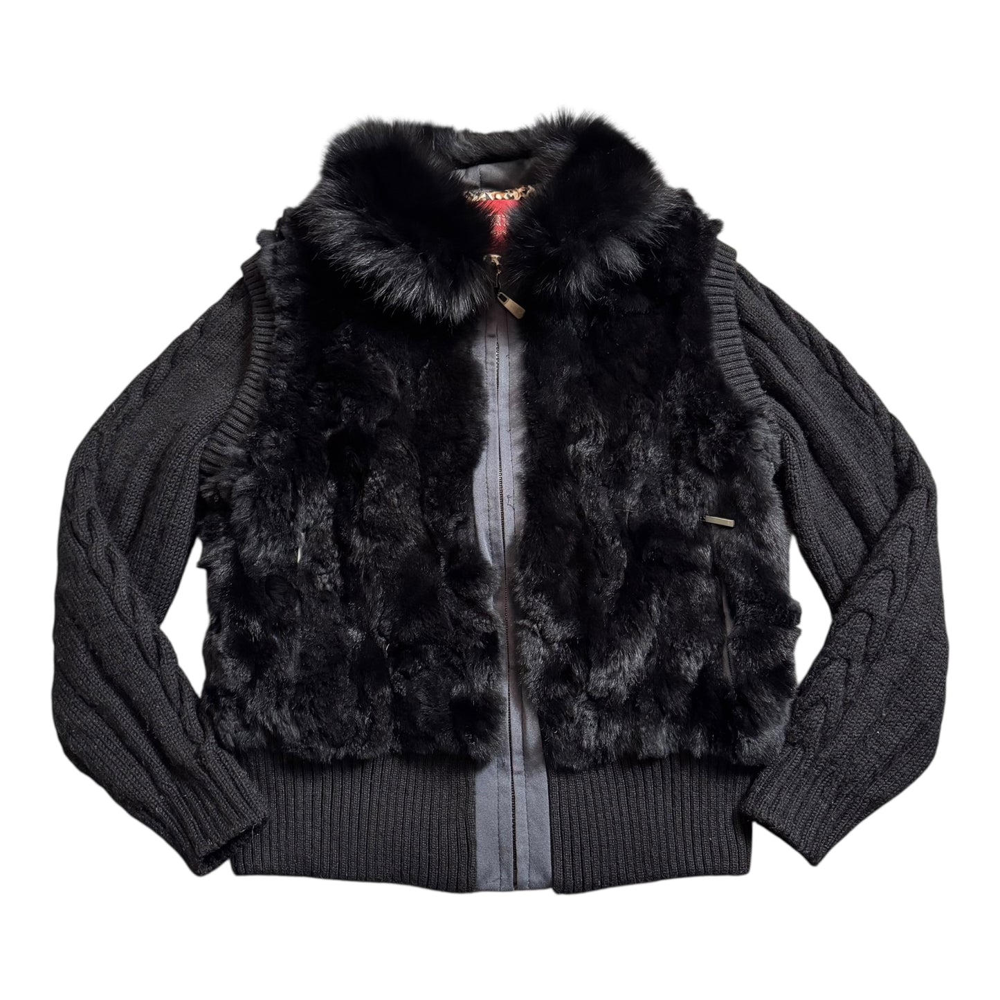 VINTAGE BLACK FUR JACKET - M
