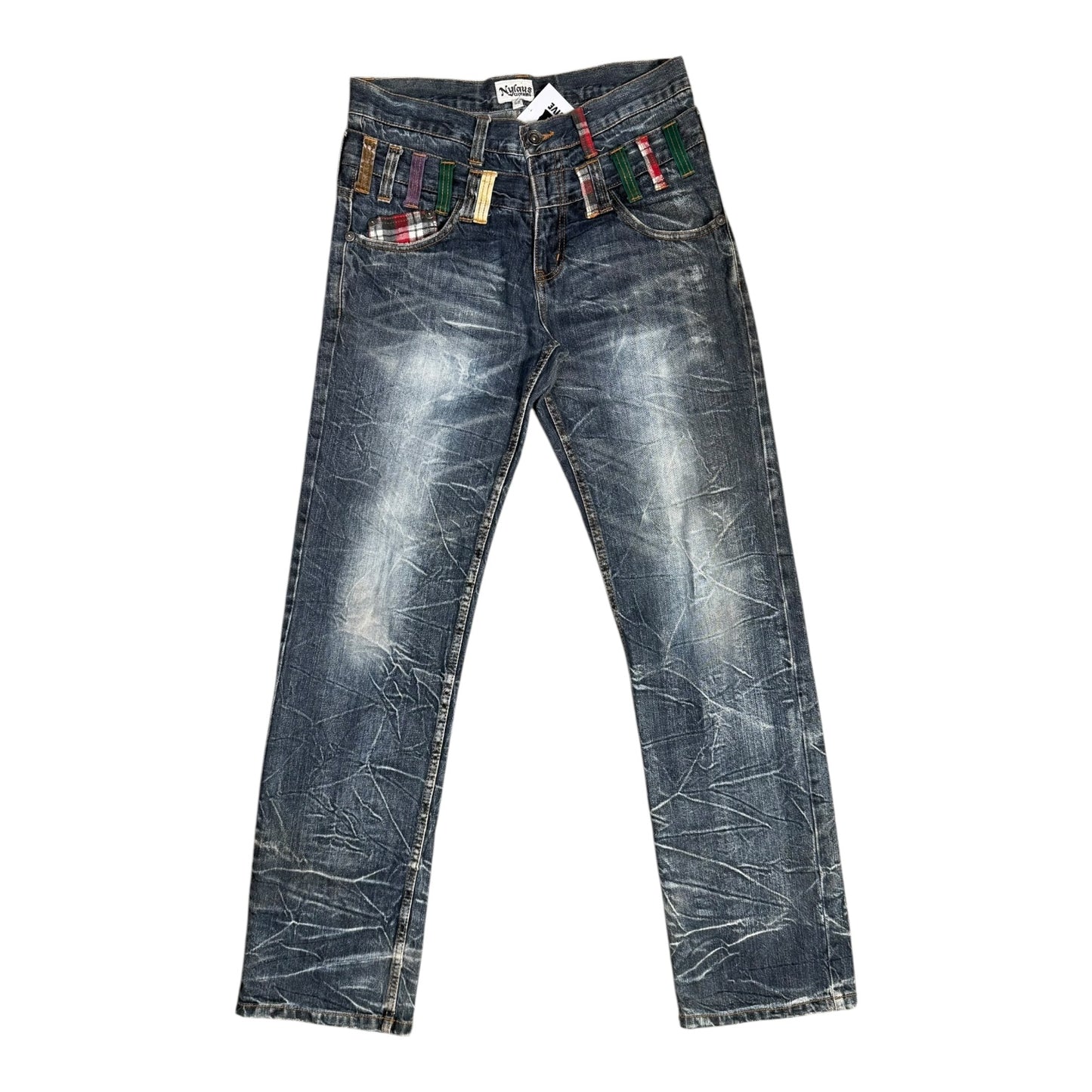 NYLAUS VINTAGE DOUBLE BELT JEANS - 32x33”