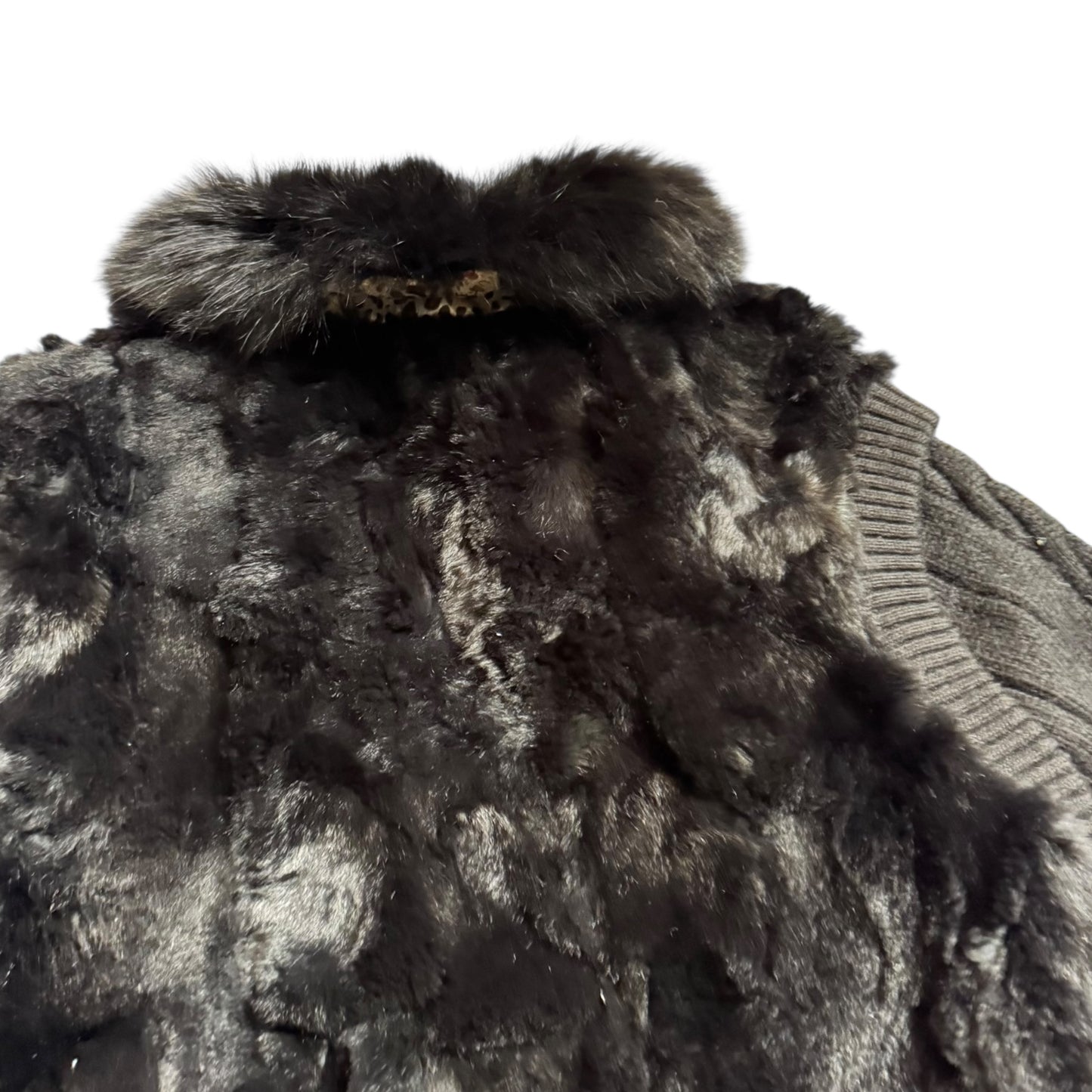 VINTAGE BLACK FUR JACKET - M