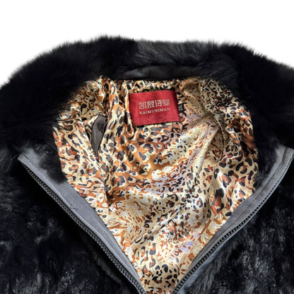 VINTAGE BLACK FUR JACKET - M
