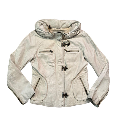 VERO MODA WHITE LEATHER JACKET - M