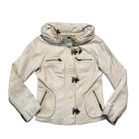 VERO MODA WHITE LEATHER JACKET - M