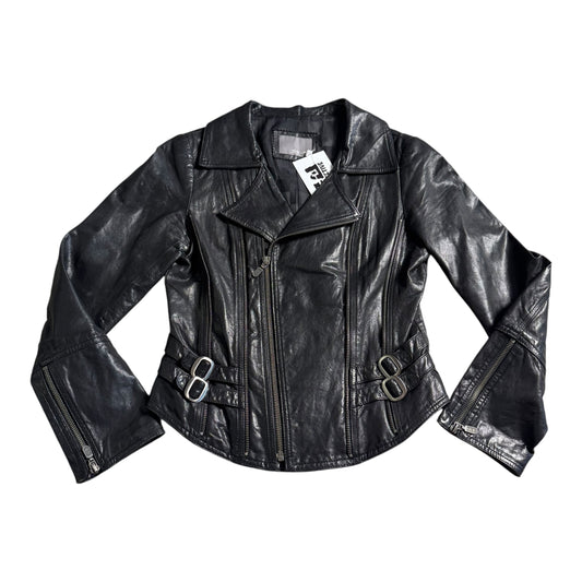 VINTAGE BLACK LEATHER JACKET - S