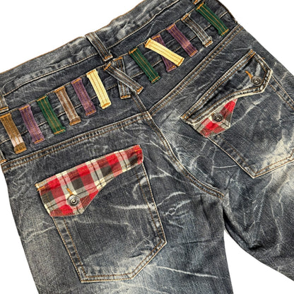 NYLAUS VINTAGE DOUBLE BELT JEANS - 32x33”