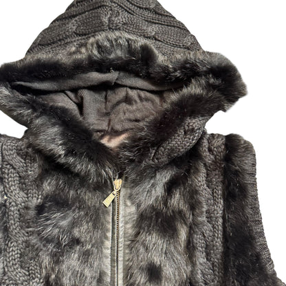 VINTAGE BLACK FUR VEST - S