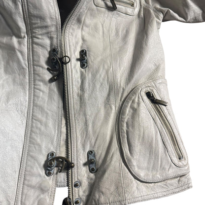 VERO MODA WHITE LEATHER JACKET - M
