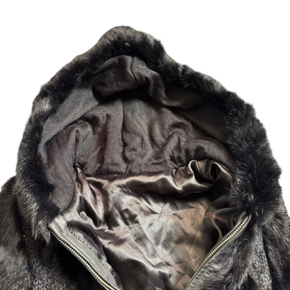 VINTAGE BLACK FUR VEST - S
