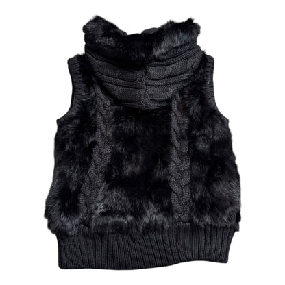 VINTAGE BLACK FUR VEST - S
