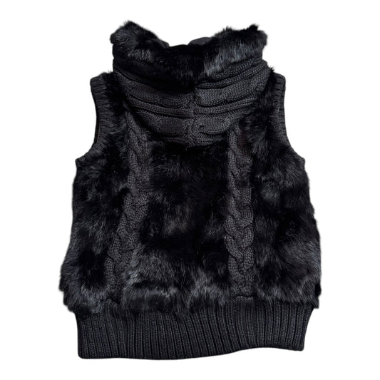 VINTAGE BLACK FUR VEST - S