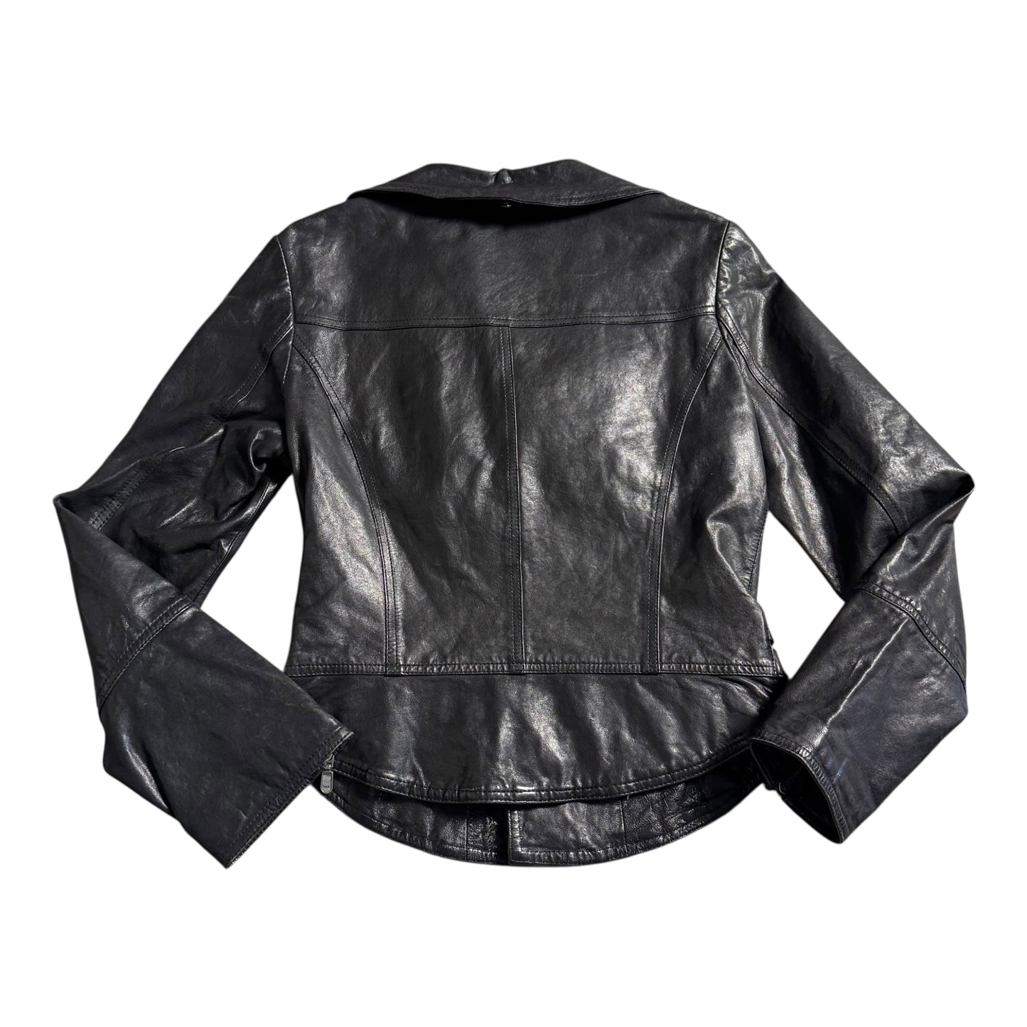 VINTAGE BLACK LEATHER JACKET - S