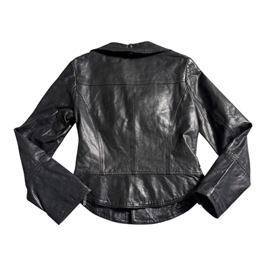 VINTAGE BLACK LEATHER JACKET - S