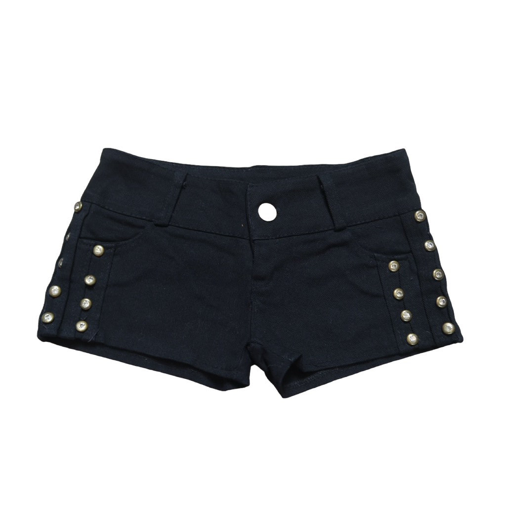 BLACK STUDD MINI SHORT - XS