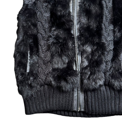VINTAGE BLACK FUR VEST - S