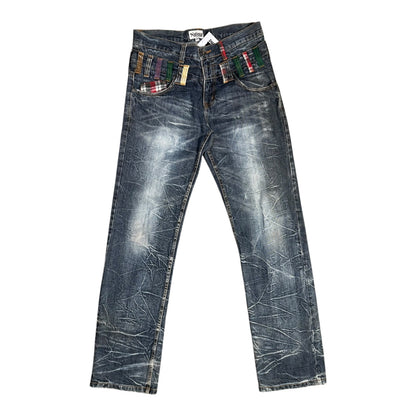 NYLAUS VINTAGE DOUBLE BELT JEANS - 32x33”