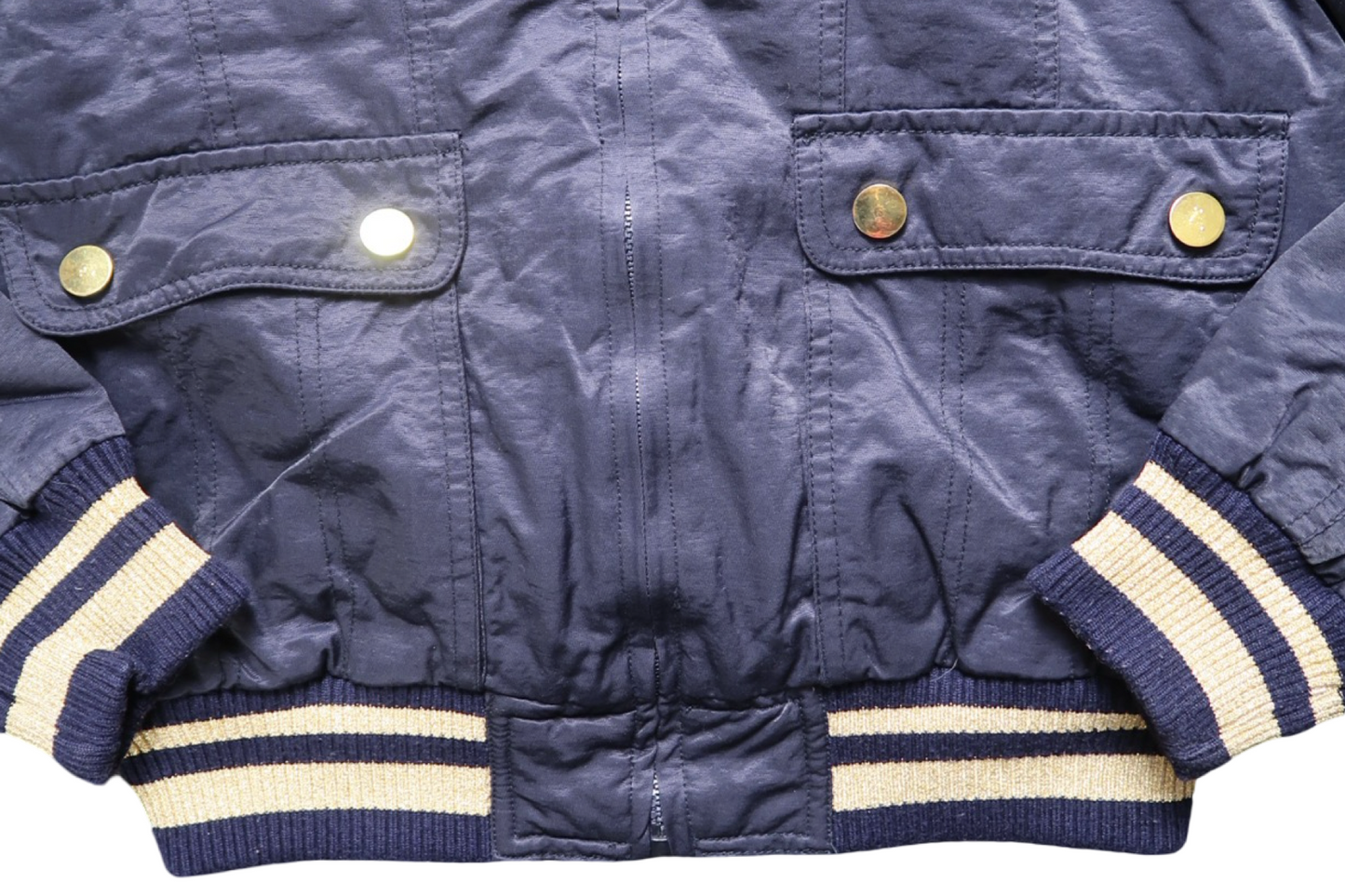 DAIERNA NAVY & GOLD FUR JACKET - S