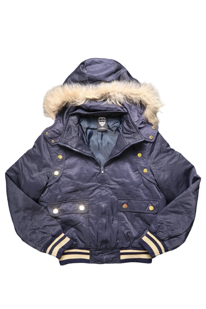 DAIERNA NAVY & GOLD FUR JACKET - S