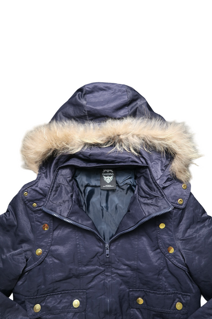 DAIERNA NAVY & GOLD FUR JACKET - S