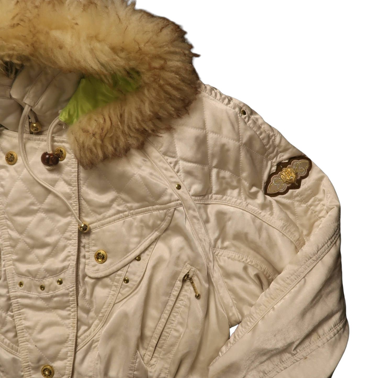 VINTAGE WHITE FUR PUFFER - S