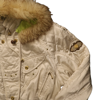 VINTAGE WHITE FUR PUFFER - S