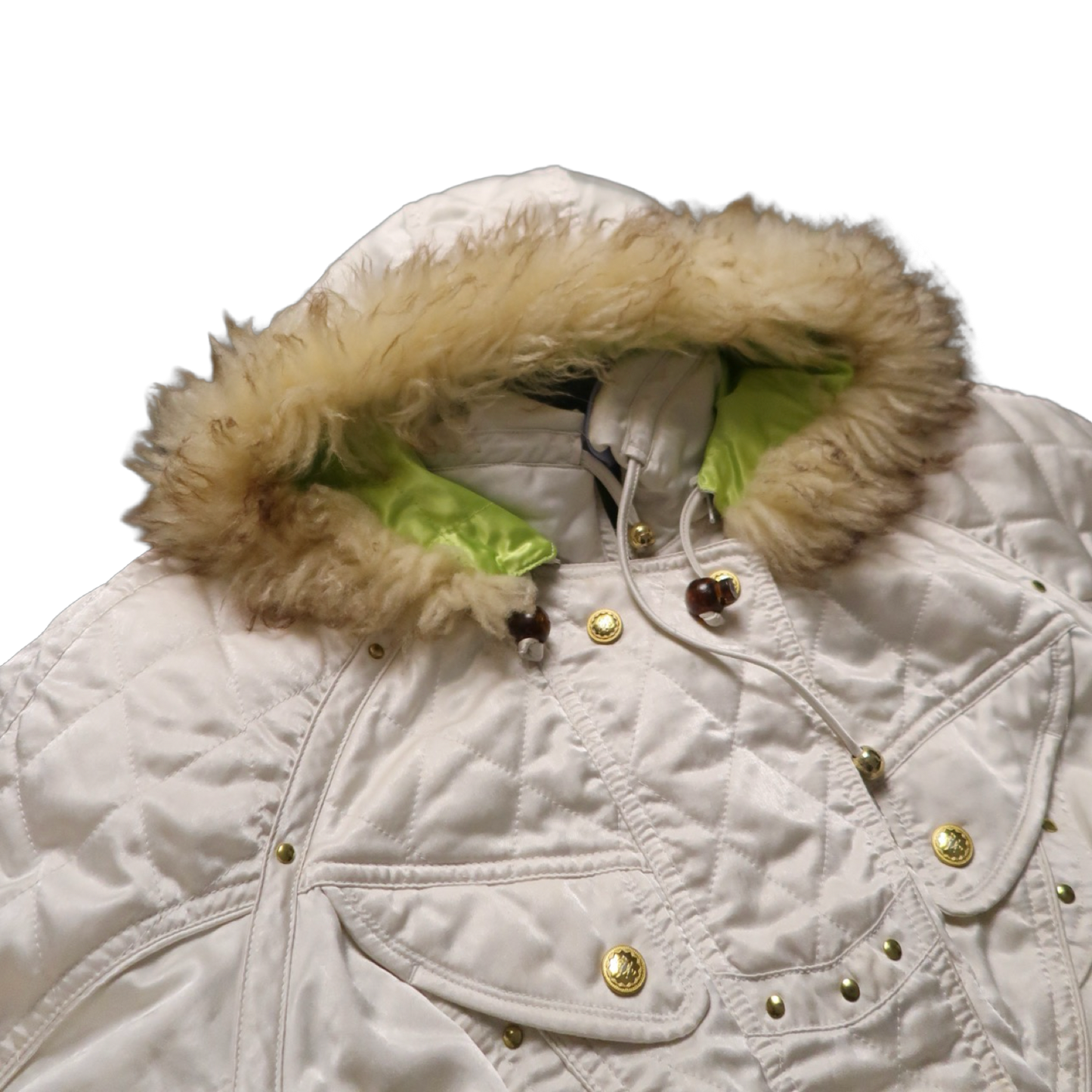 VINTAGE WHITE FUR PUFFER - S