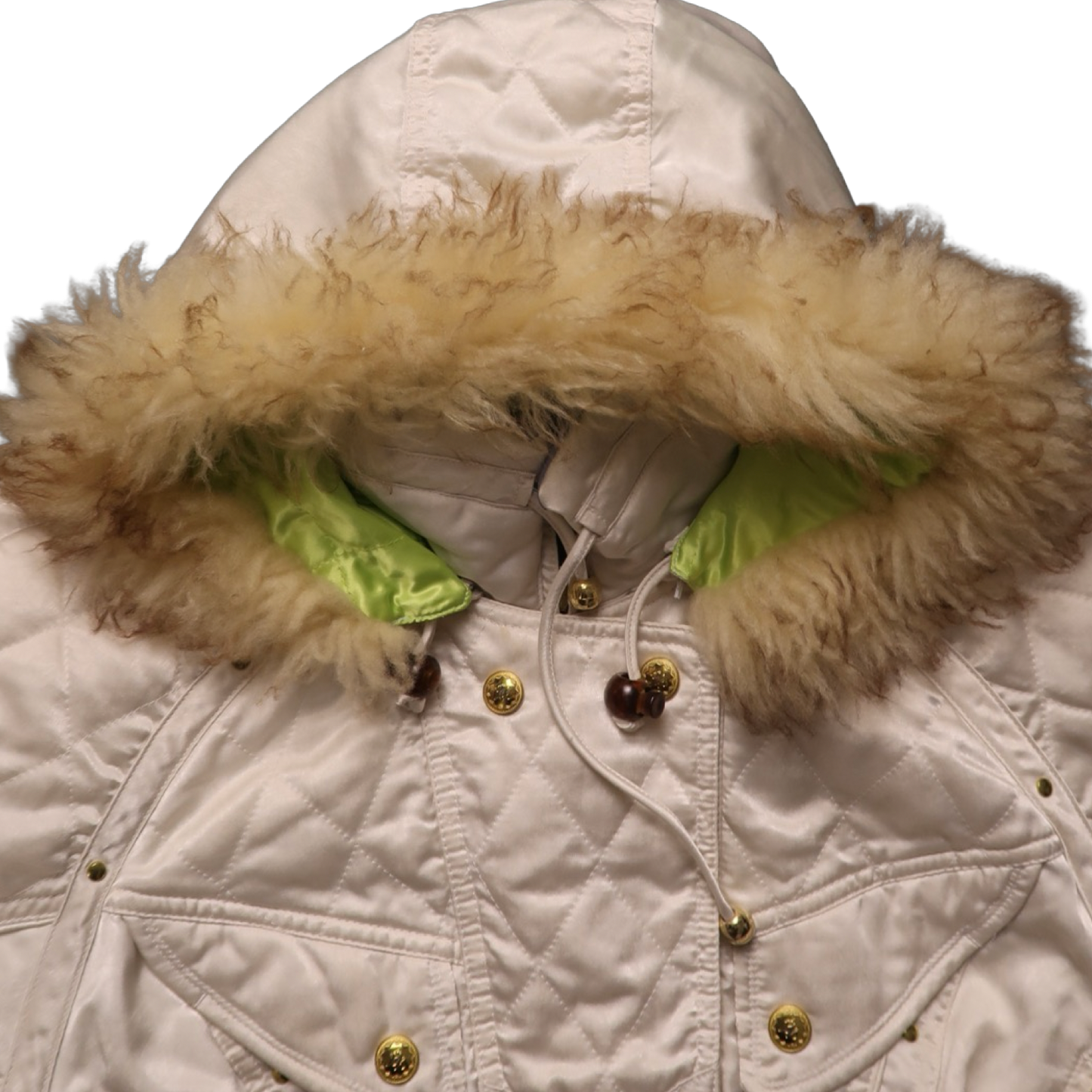 VINTAGE WHITE FUR PUFFER - S