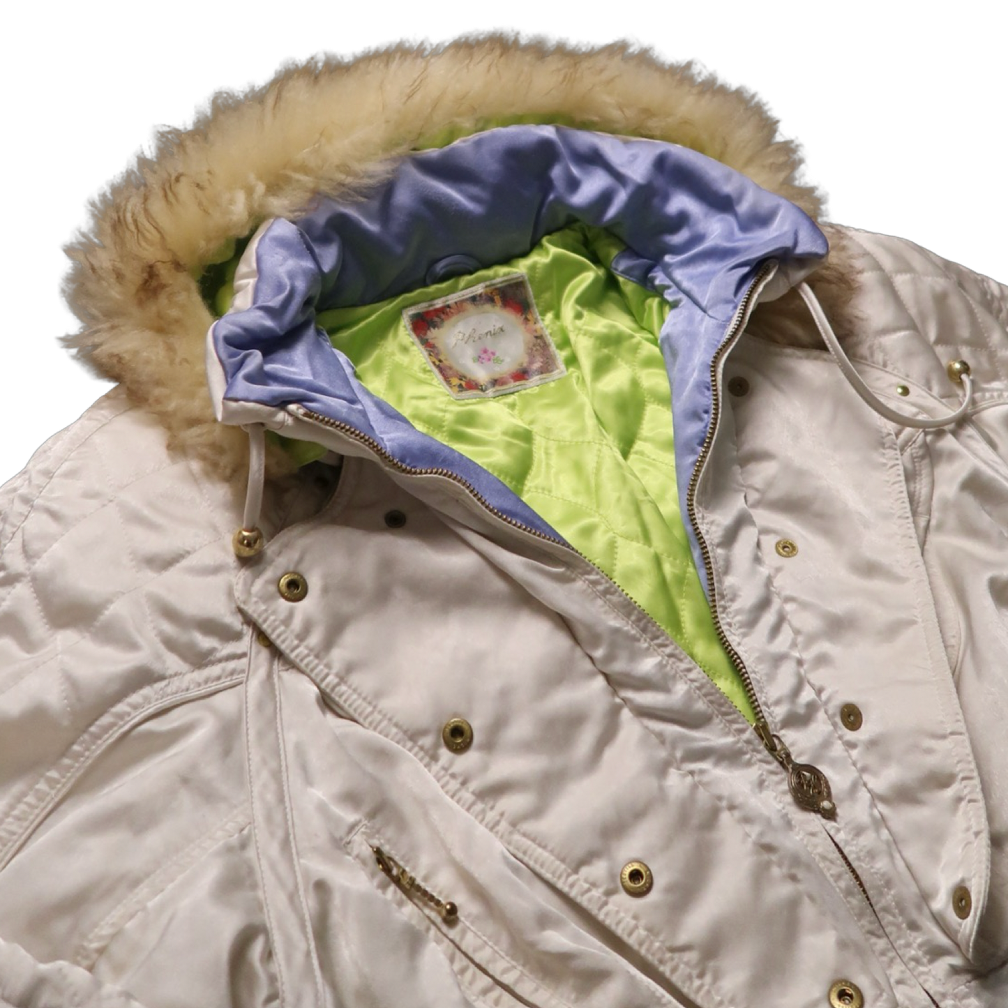 VINTAGE WHITE FUR PUFFER - S