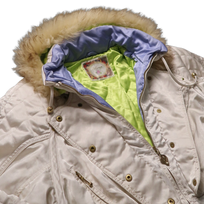 VINTAGE WHITE FUR PUFFER - S