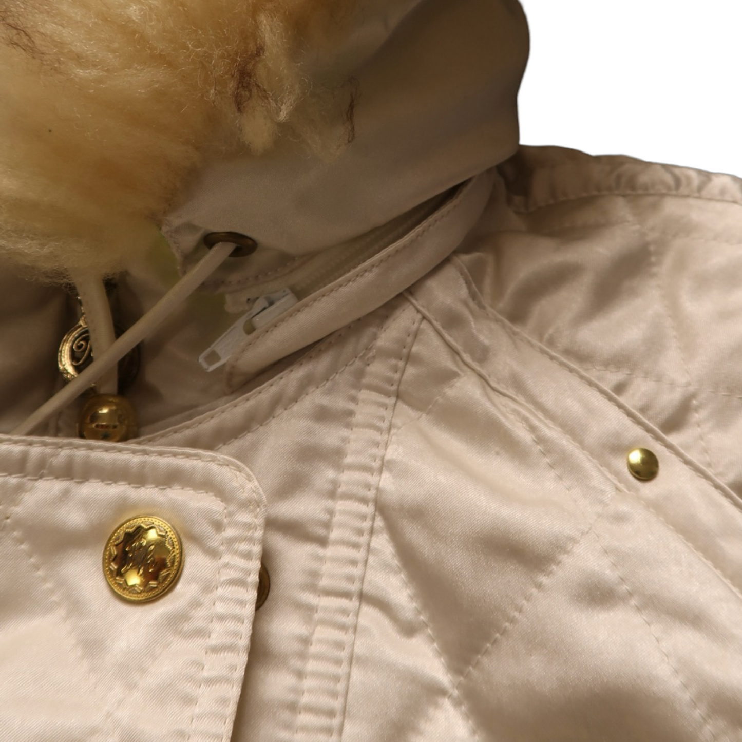 VINTAGE WHITE FUR PUFFER - S