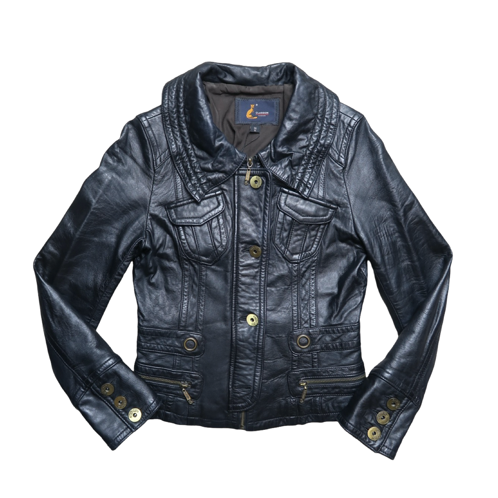 VINTAGE SHEEP LEATHER JACKET - S