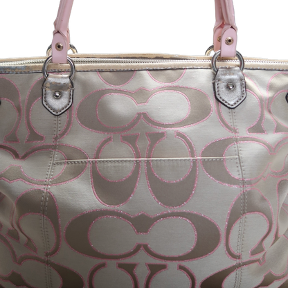 COACH DAISY OUTLINE SIGNATURE METALLIC EMMA TOTE - L