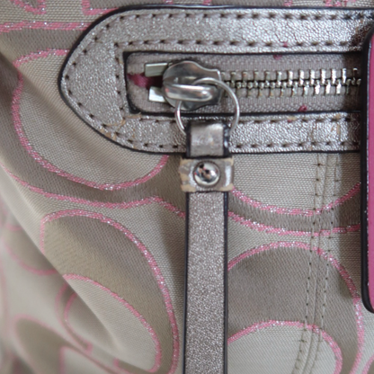 COACH DAISY OUTLINE SIGNATURE METALLIC EMMA TOTE - L