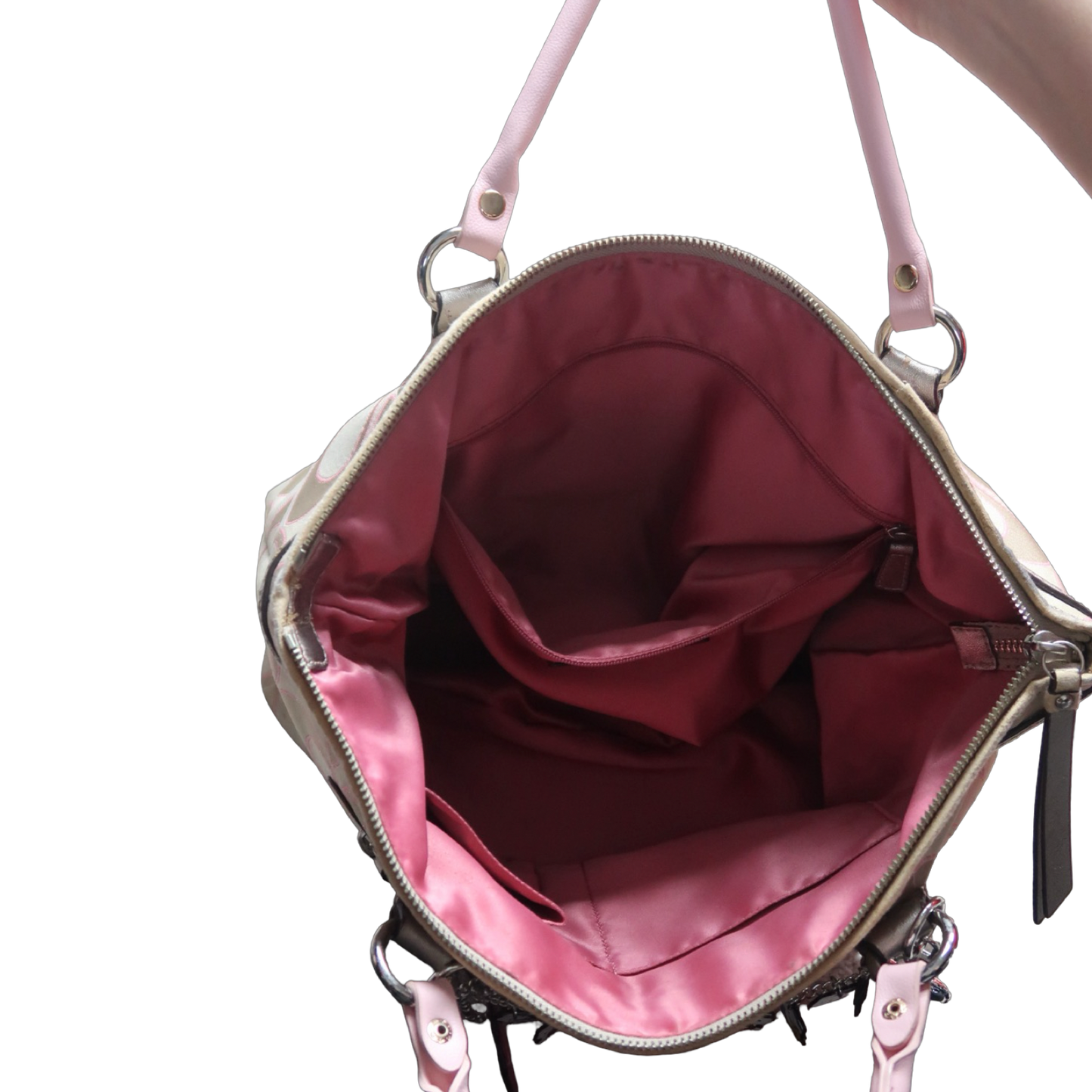 COACH DAISY OUTLINE SIGNATURE METALLIC EMMA TOTE - L
