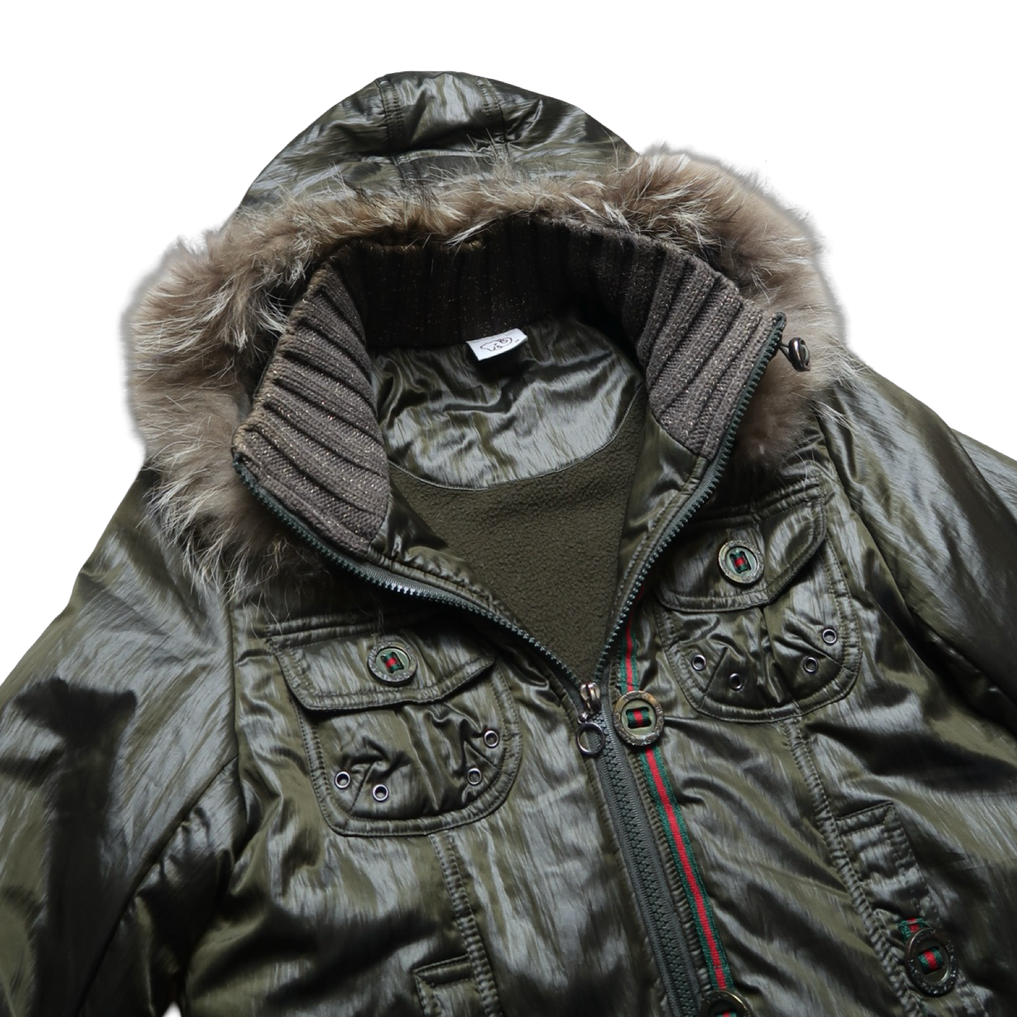 QELEPHANT GREEN FUR PUFFER - M