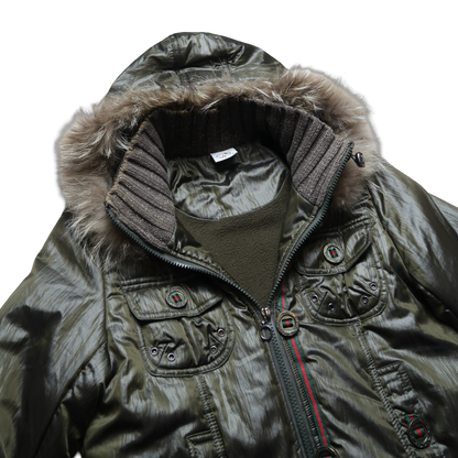 QELEPHANT GREEN FUR PUFFER - M
