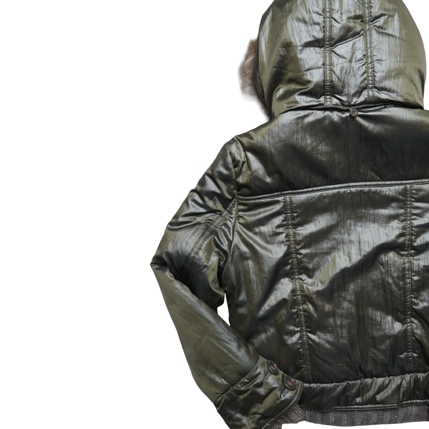 QELEPHANT GREEN FUR PUFFER - M