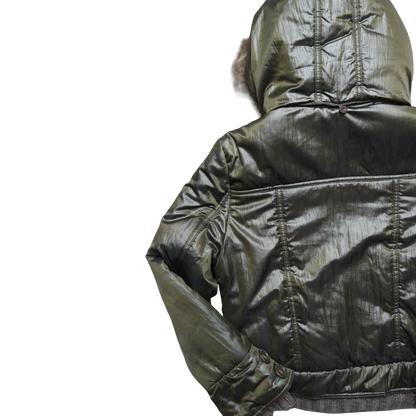 QELEPHANT GREEN FUR PUFFER - M