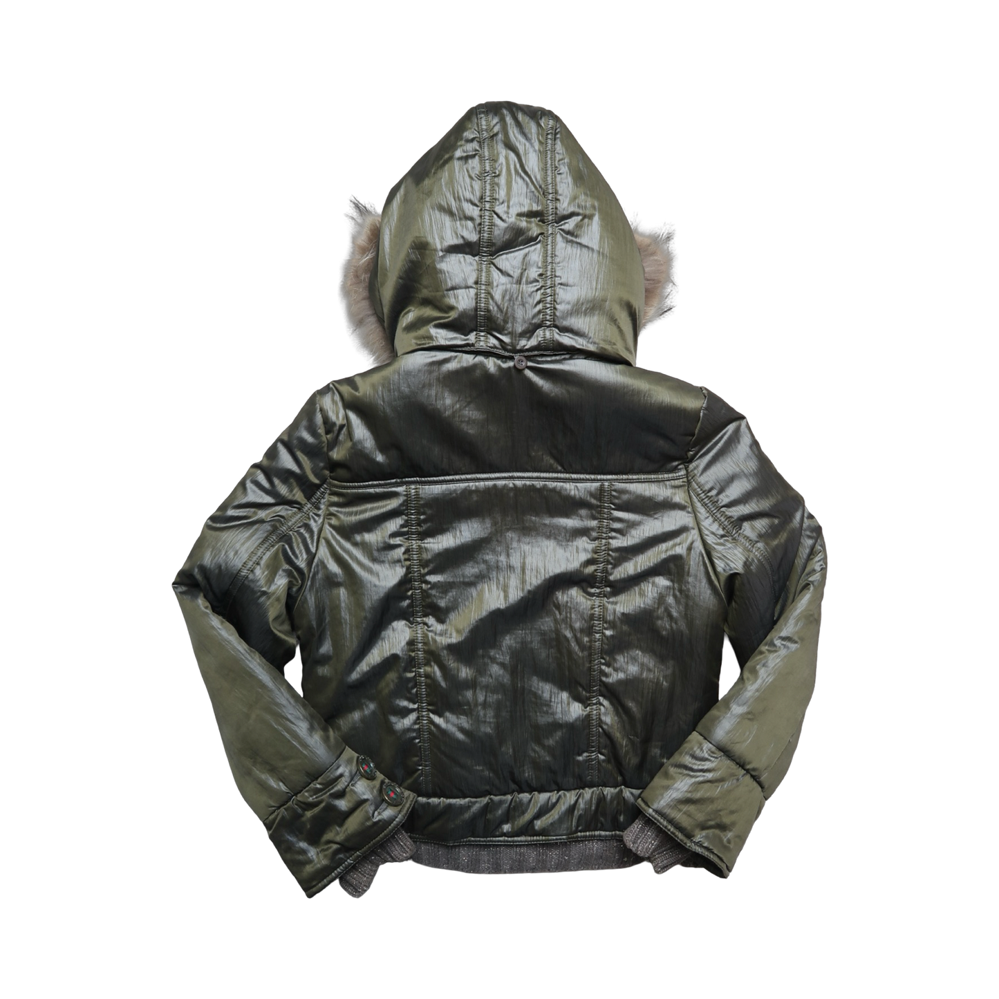 QELEPHANT GREEN FUR PUFFER - M
