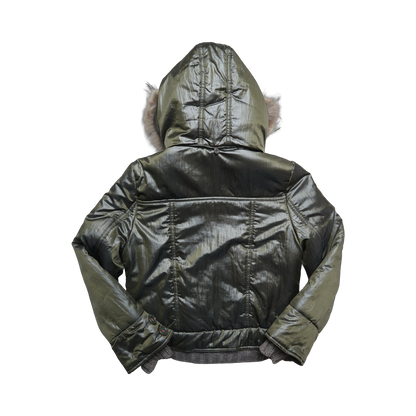 QELEPHANT GREEN FUR PUFFER - M