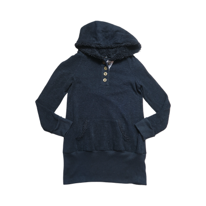BLACK FUR LINED HOODIE - M