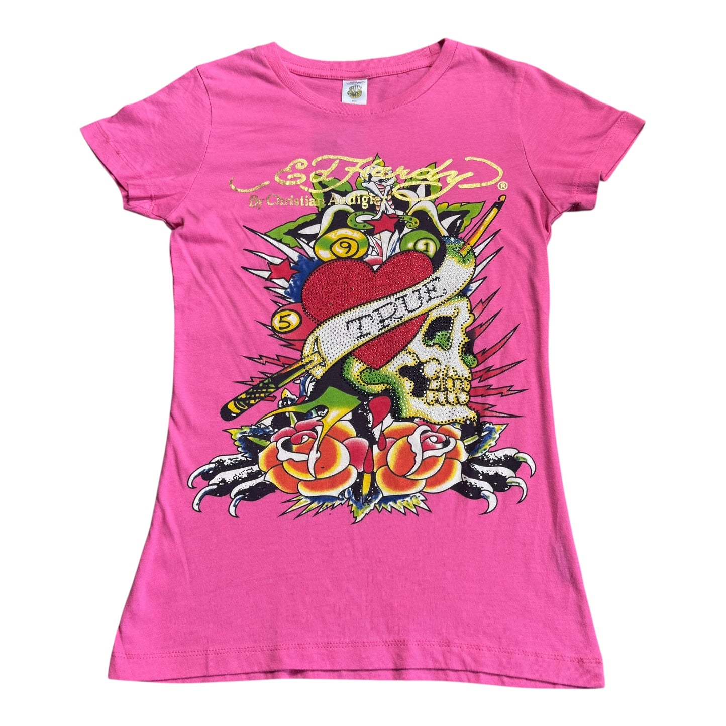 ED HARDY PINK BABY TEE - S