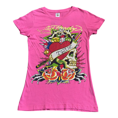 ED HARDY PINK BABY TEE - S