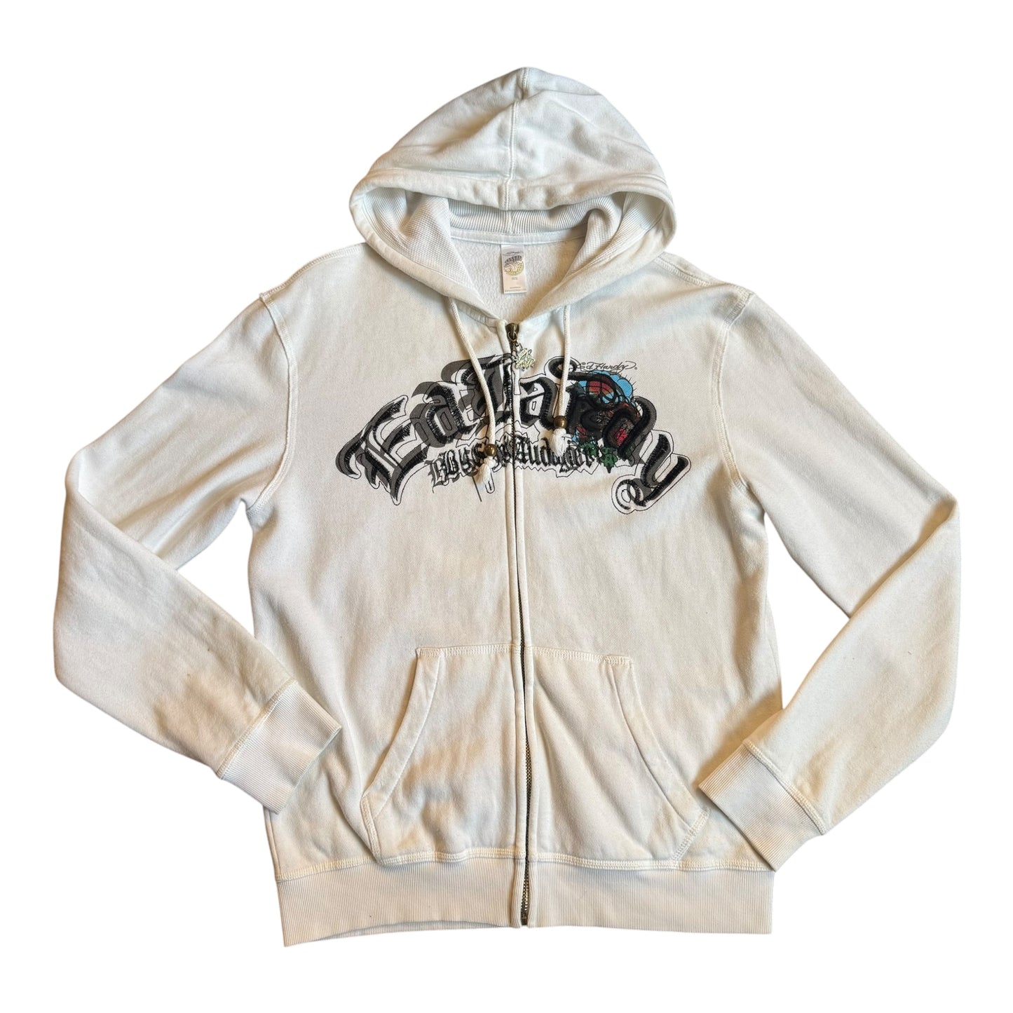 ED HARDY WHITE ZIP UP - L