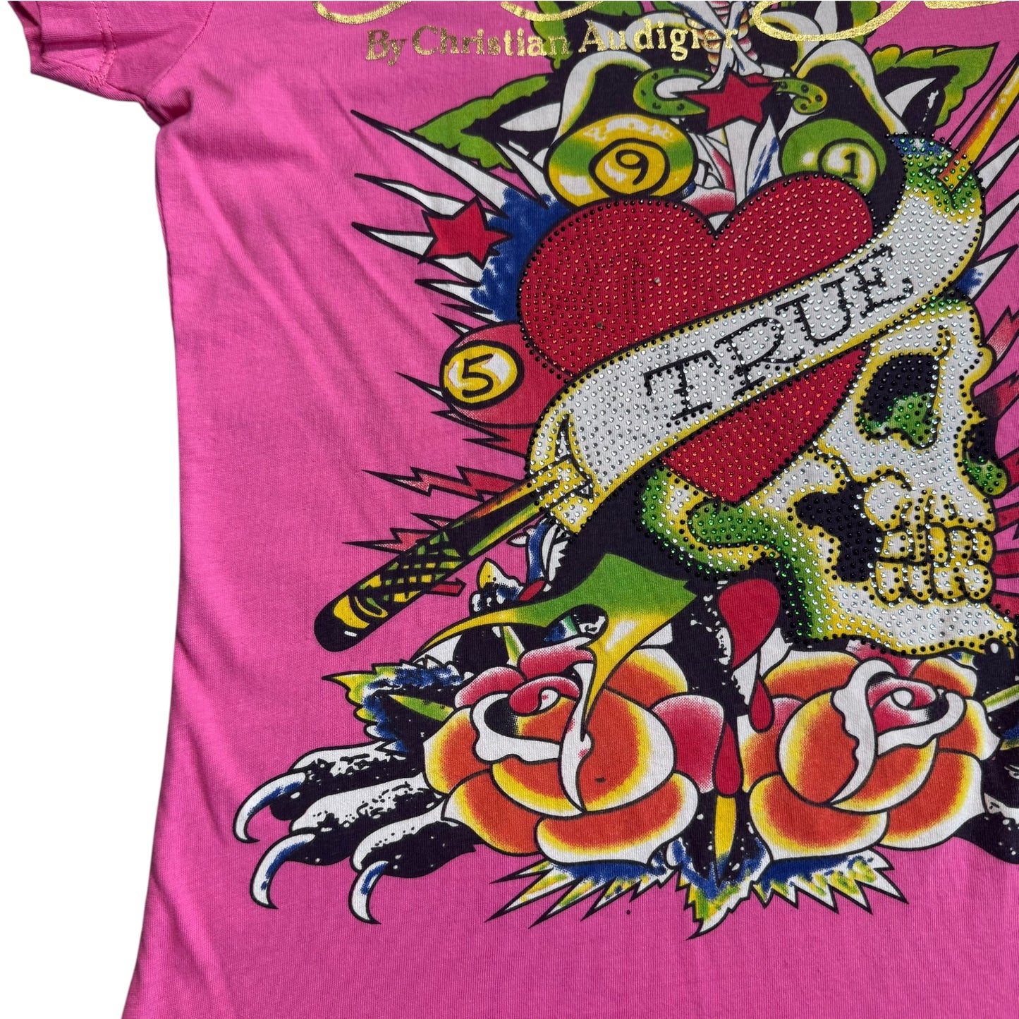 ED HARDY PINK BABY TEE - S