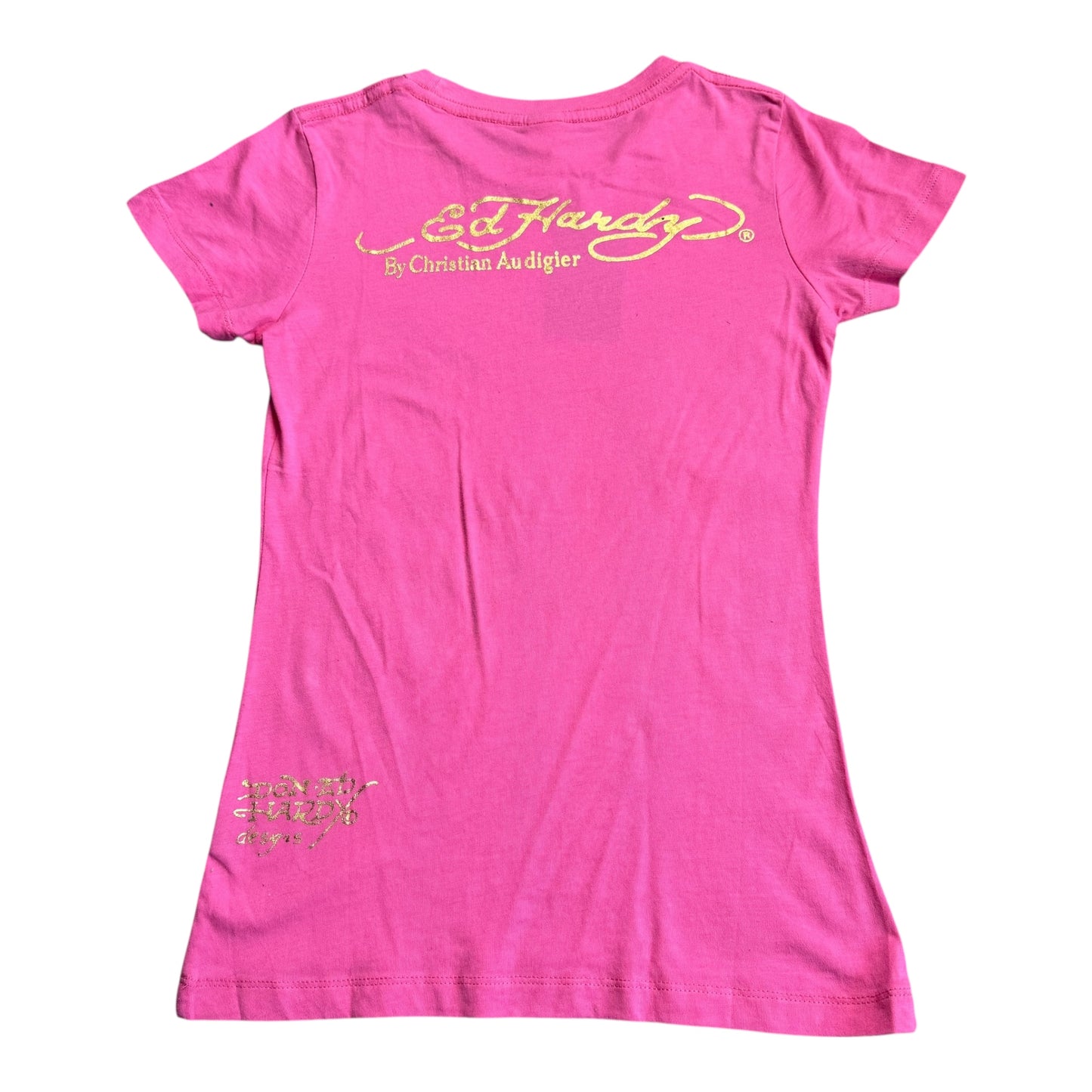 ED HARDY PINK BABY TEE - S